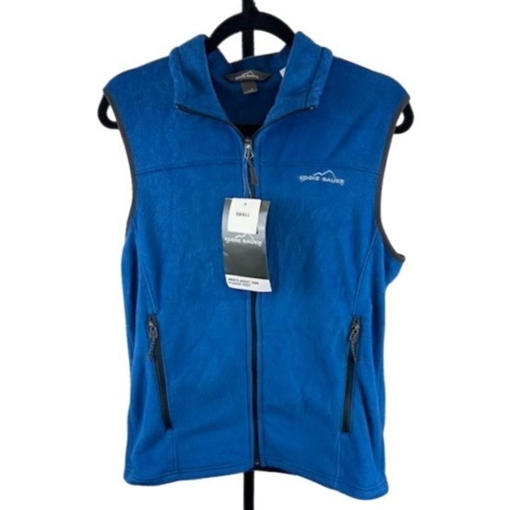 Eddie‎ Bauer Mens Quest 200 Fleece Vest Full Zip Sleeveless Blue Size Small